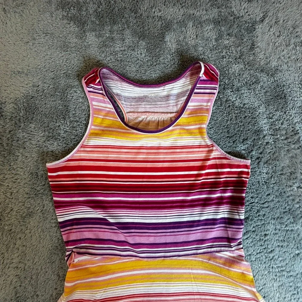 The Childrens Place Girls Striped Skater Dress Pink Red Yellow Size L 10/12